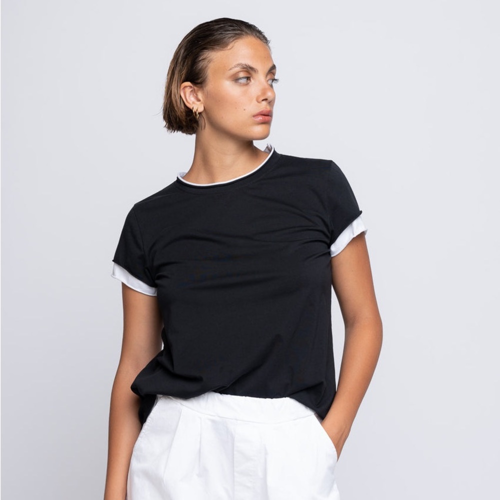Amici by Baci size(look @ measurements) black and White Women's Top